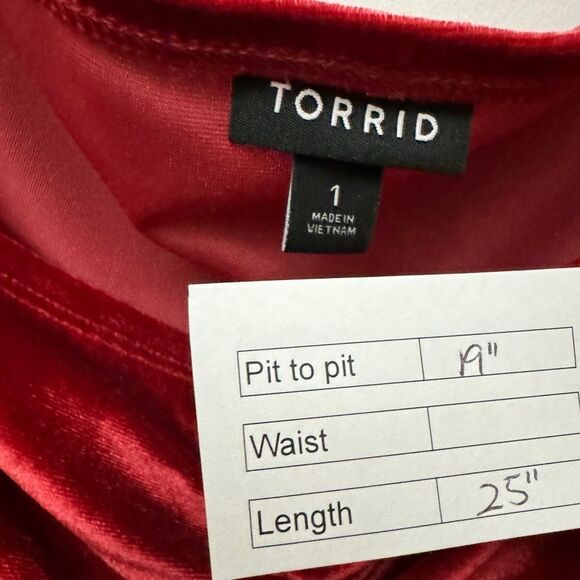 Torrid Velvet Off the Shoulder Top Red - Picture 8 of 8